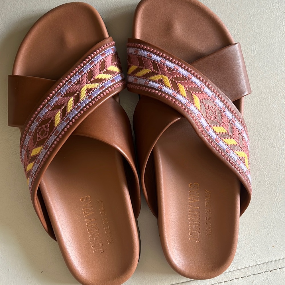 Johnny Was Alessi Leather Slip On Sandal